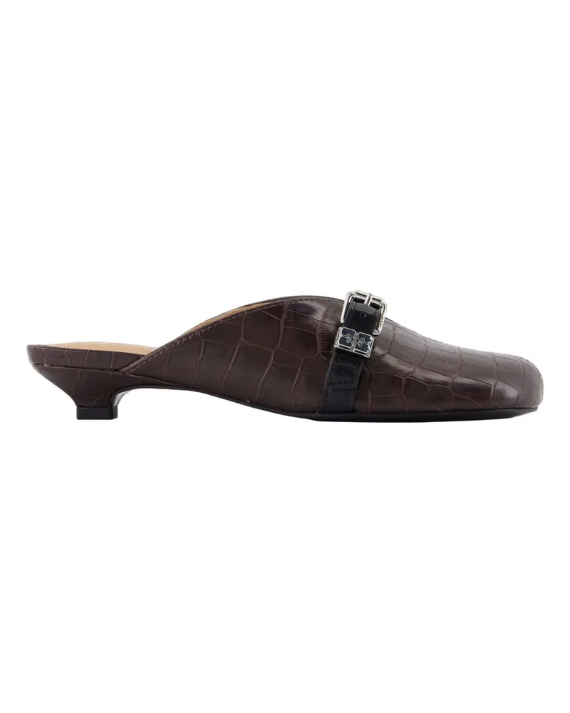 Ganni Sue Kitten Croco Sandals  Synthetic Braun Brown