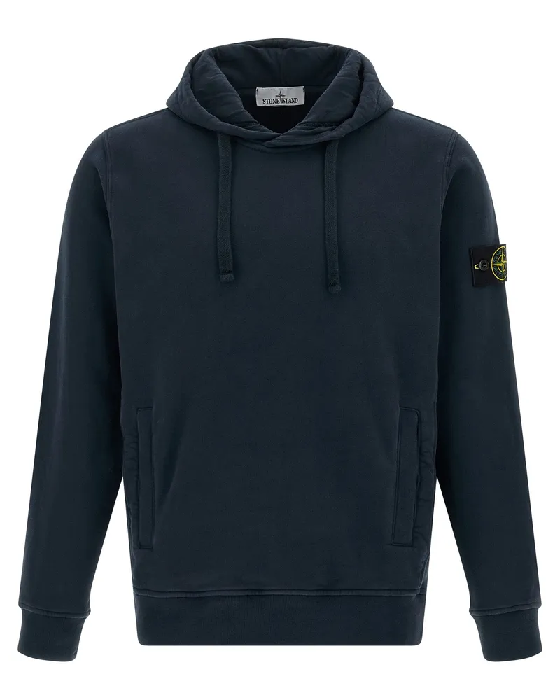 Stone Island Logo Badge Hoodie Blue