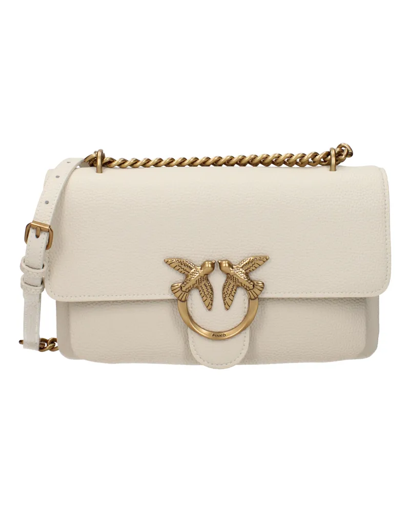 Pinko Love One Soft Damens Umhängetasche aus beige/elfenbeinfarbenem Leder -