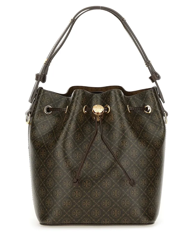 Tory Burch Monogramm T Eimerbeutel Brown
