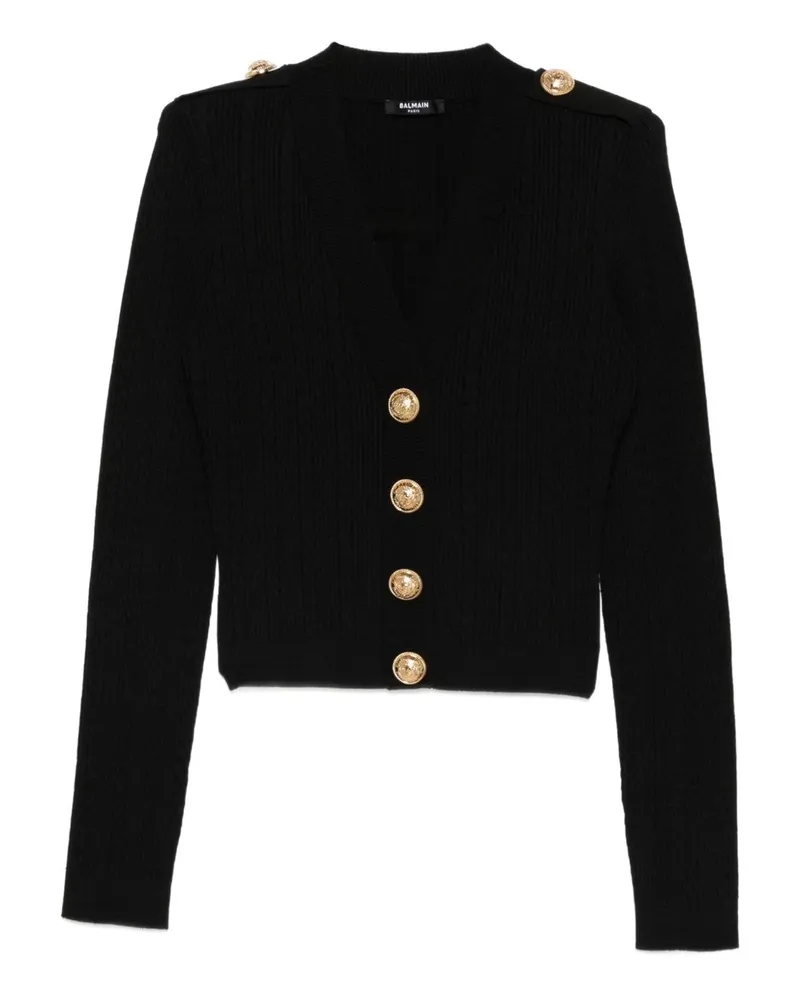 Balmain gegen Hals -Strickjacke Black