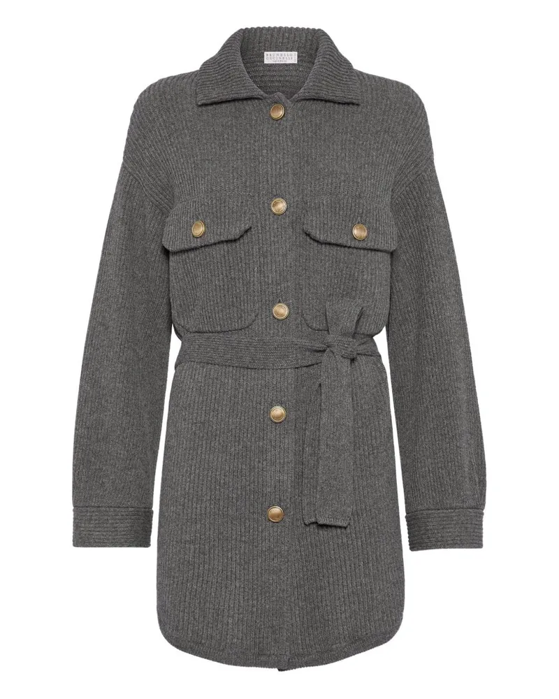 Brunello Cucinelli Wolle und Kaschmir Cardigan Grey