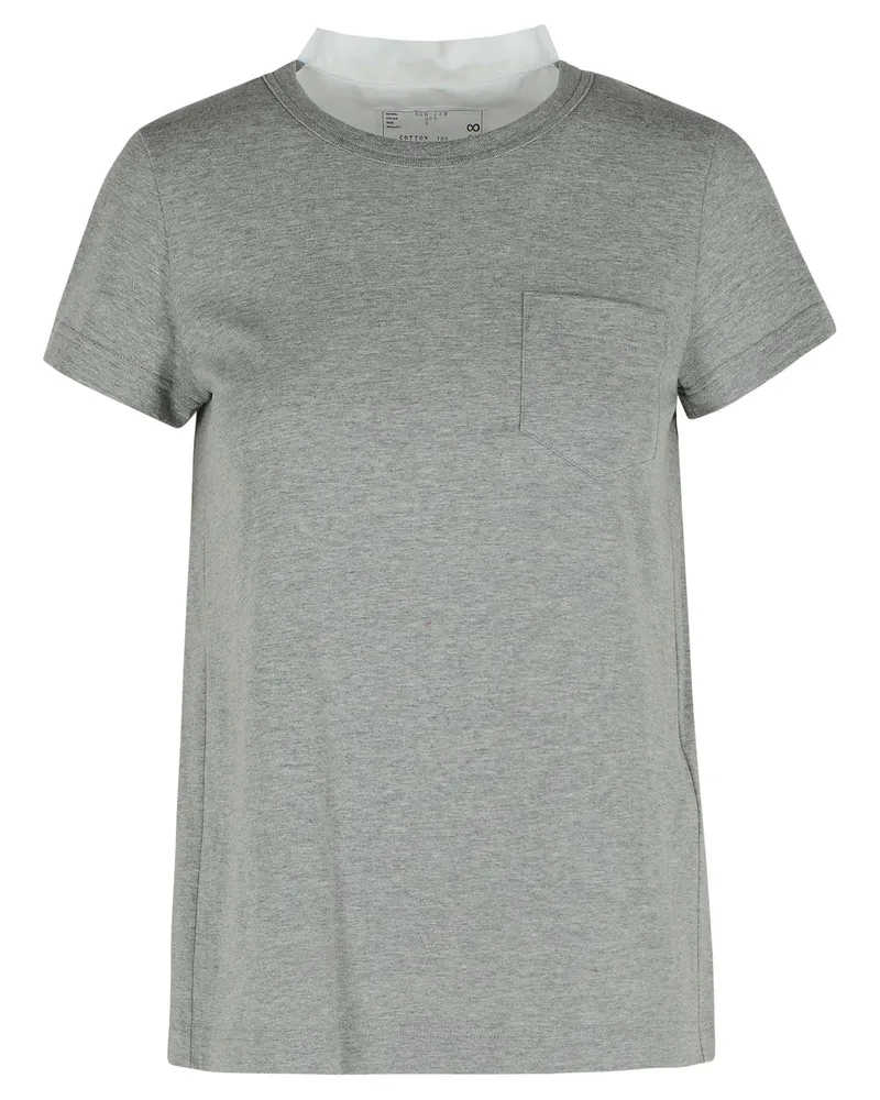 Sacai Grey Baumwoll -T -Shirt Grey