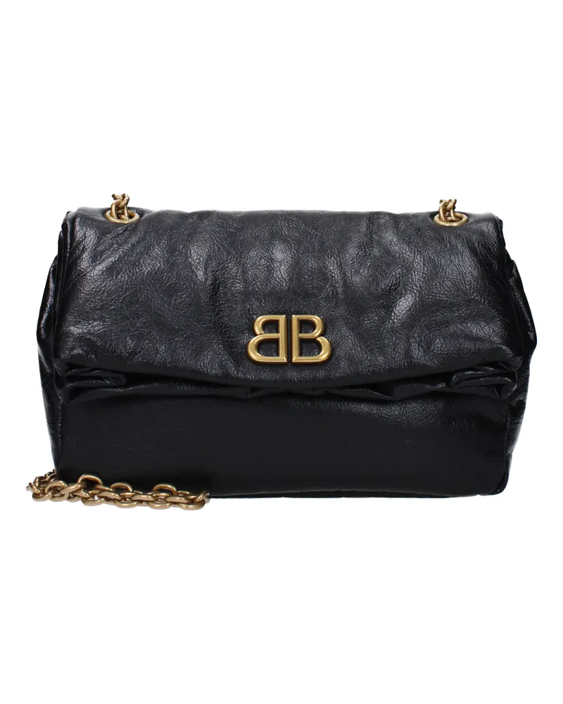 Balenciaga Monaco Damens Umhängetasche Leder Schwarz -