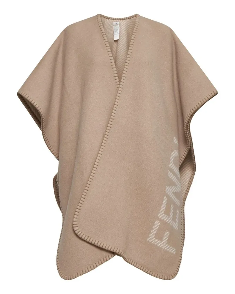 Fendi Wolle und C nur Poncho Beige
