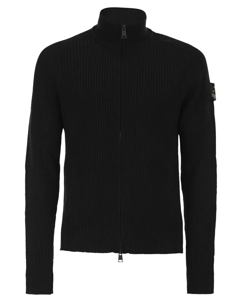 Premiata Woll-Cardigan mit Reißverschluss Black