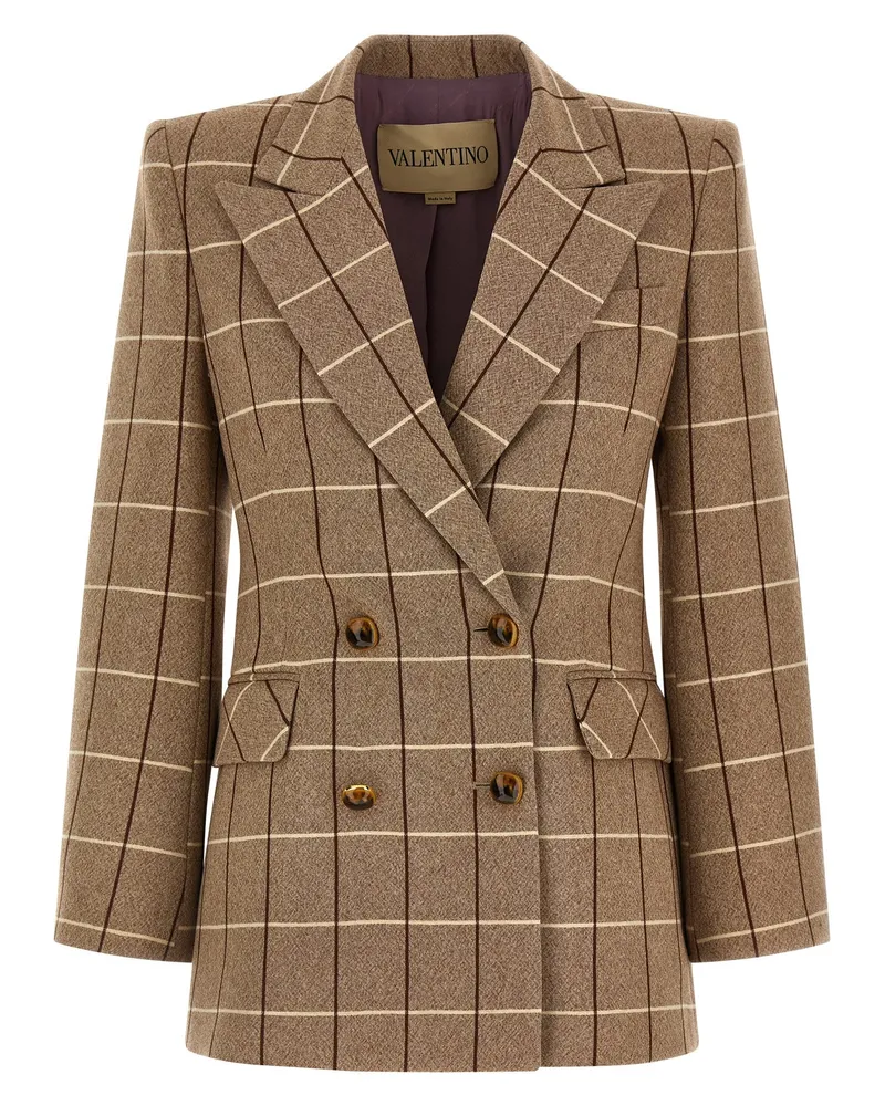 Valentino Garavani Valentino Garavani Double Breasted Blazer Beige