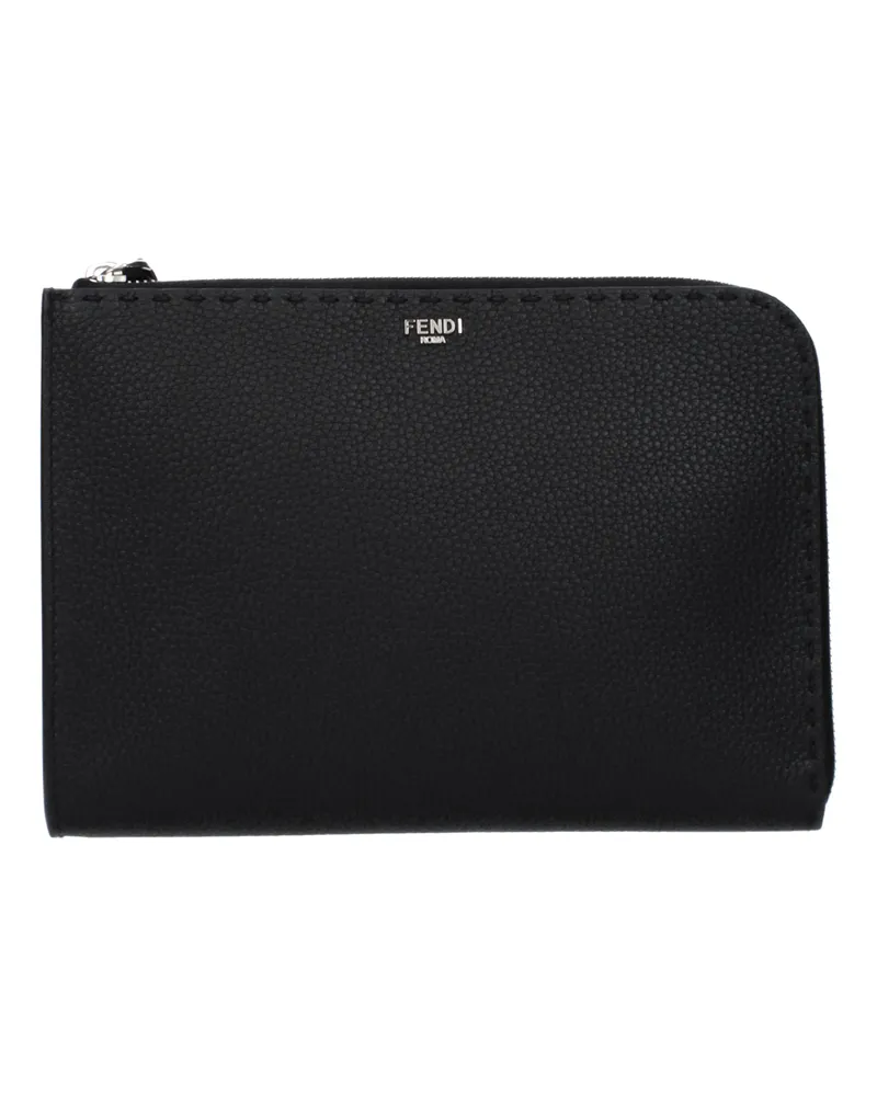 Fendi Selleria Pochette Herrens Leder Schwarz -