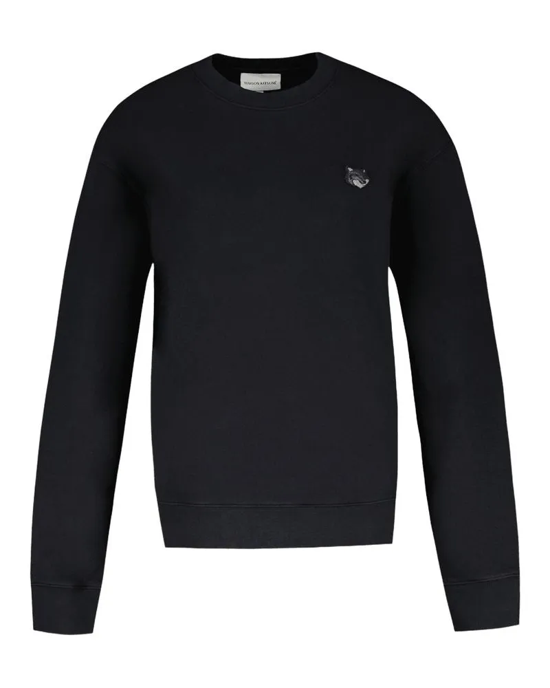 Kitsuné Fox Head Patch Komfort Sweatshirt  Baumwolle schwarz Black
