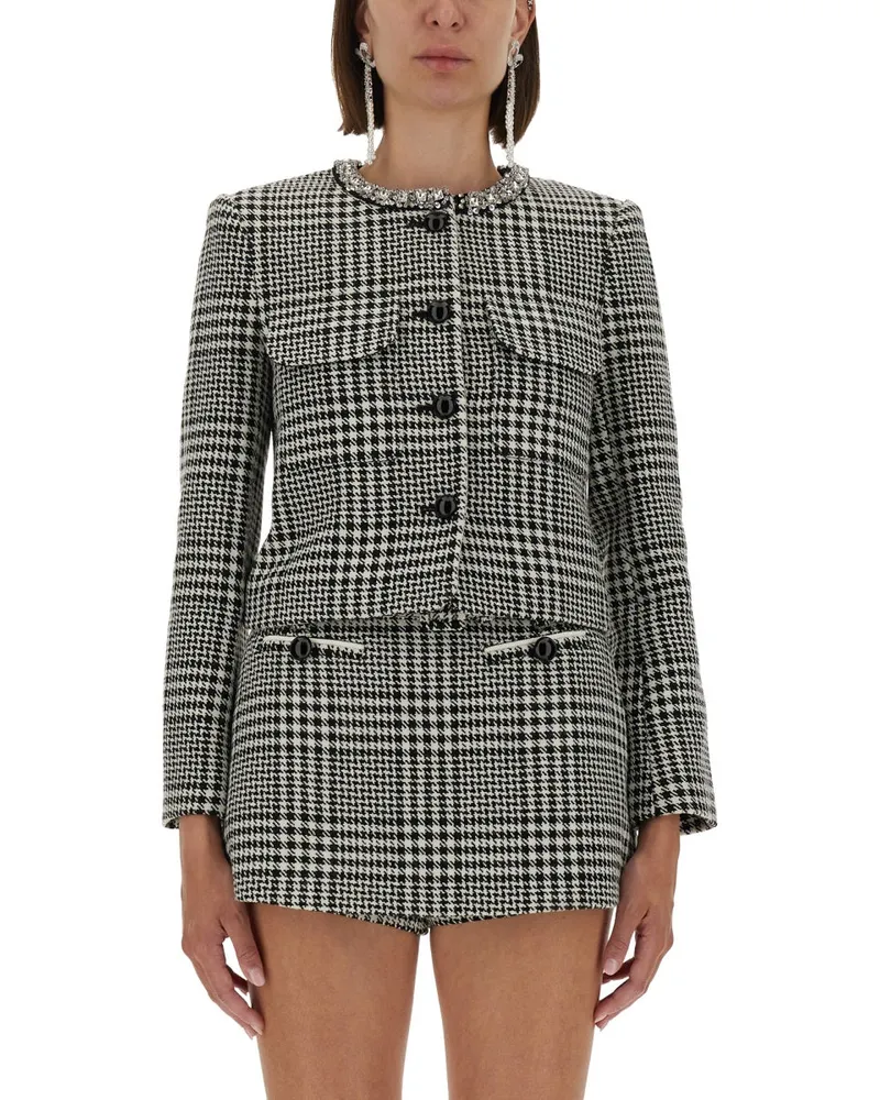 Self-Portrait Houndstooth Jacke mit Kristallen Multicolour