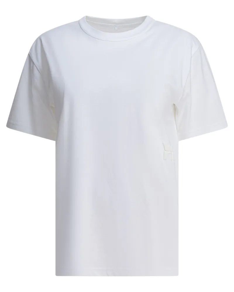 Alexander Wang Essential Jsy SS T-Shirt mit Puff-Logo und gebundenem Ausschnitt White