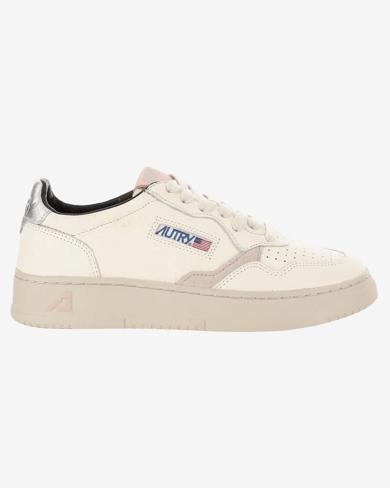 AUTRY Medaillengewinner niedriger Leder -Turnschuhe Silver