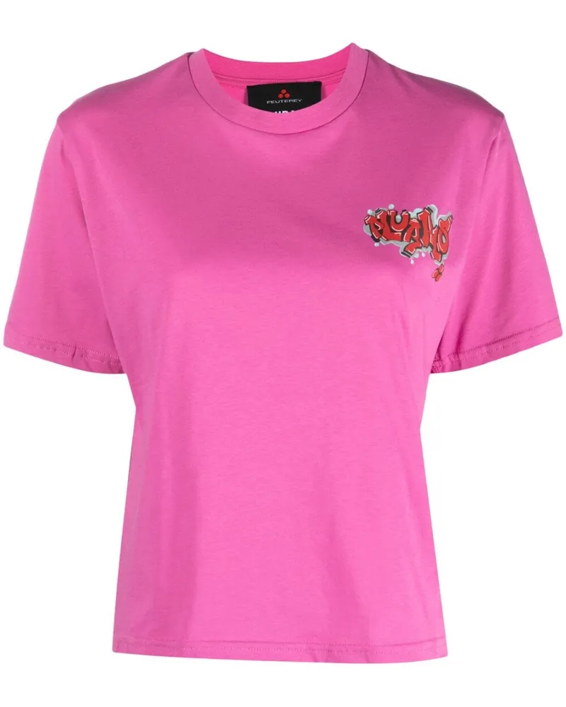 Peuterey Peutery Logo Baumwoll -T -Shirt Pink