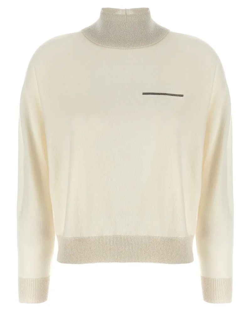 Peserico Lurex Details Rollkragenpullover White