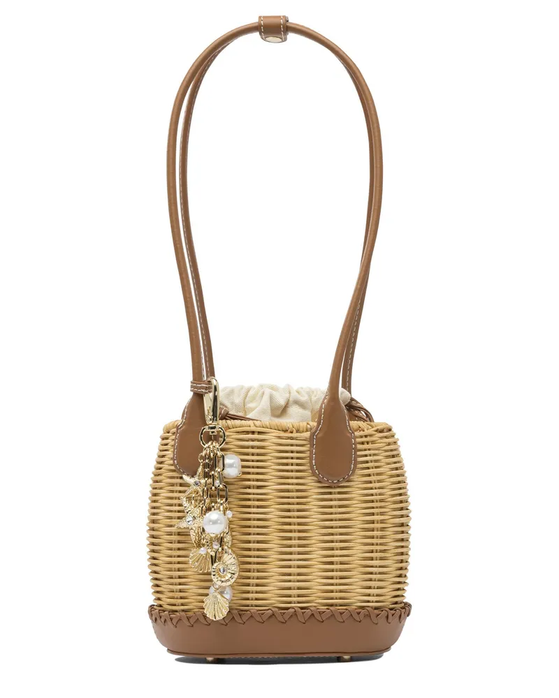 Self-Portrait Umhängetasche „“ mit Rattan-Anhänger Brown