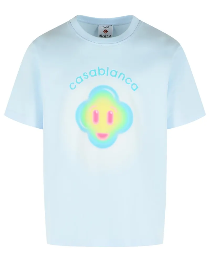 Casablanca Paris Airbrush Smiley' Hellblaues Baumwoll-T-Shirt Light