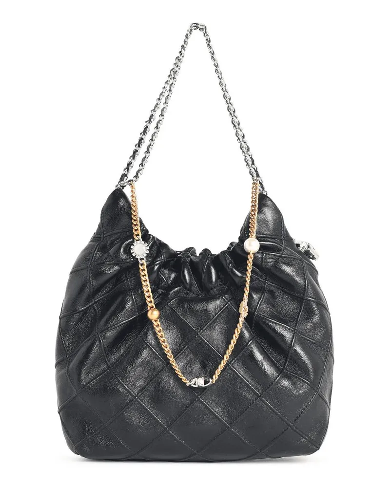 Tory Burch Fleming“ Mini-Tasche aus schwarzem Lear Black