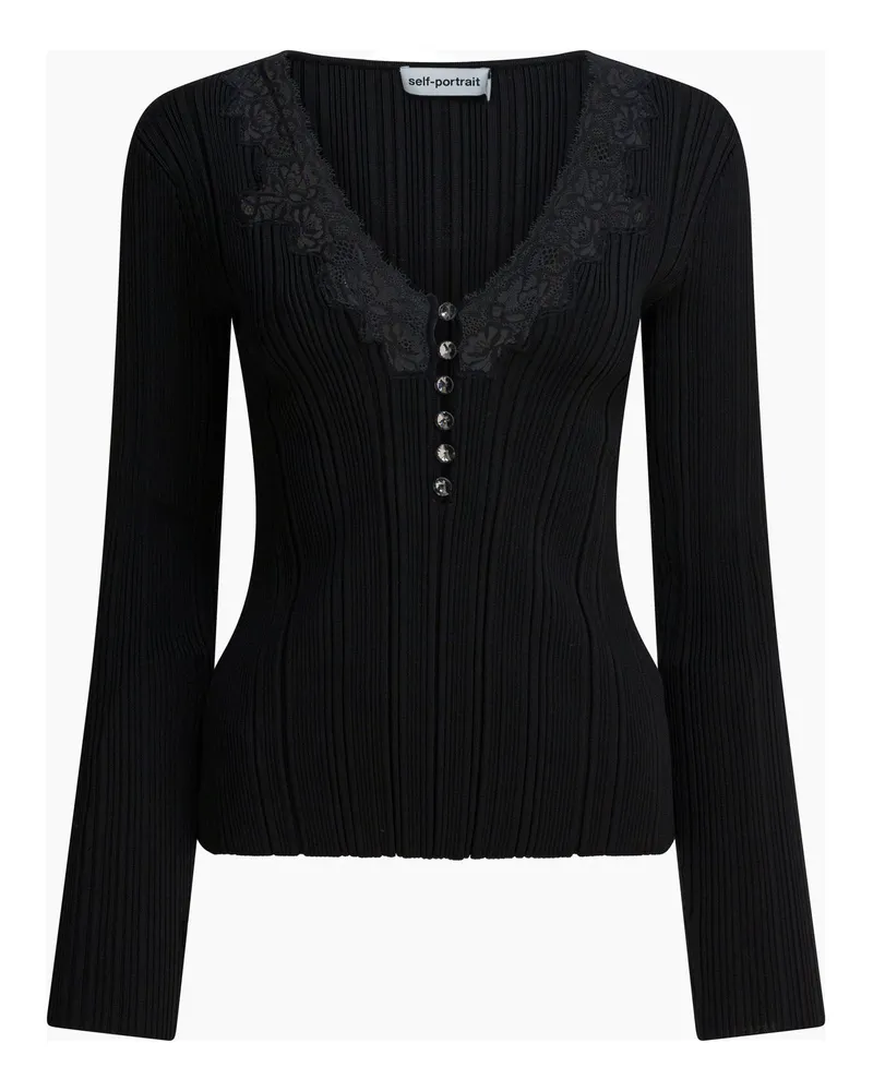 Self-Portrait Selbstporträt-Oberteil mit Spitze Black