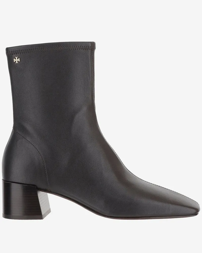 Tory Burch Leder-Stiefeletten Marrone