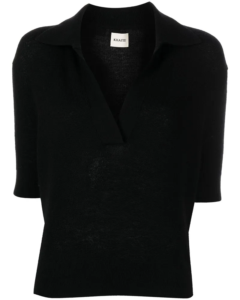 KHAITE Poloshirt aus geschrumpftem Kaschmir Black