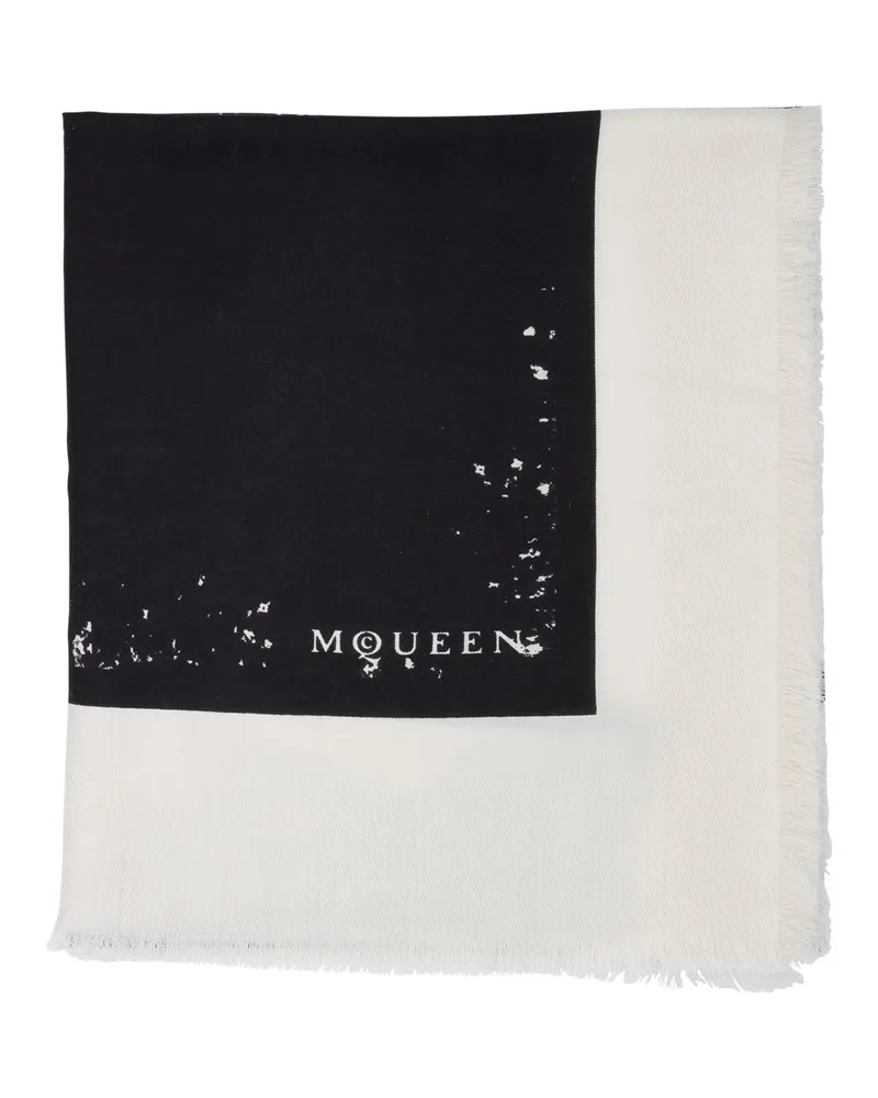 Alexander McQueen Schal mit Logo Mcqueen White