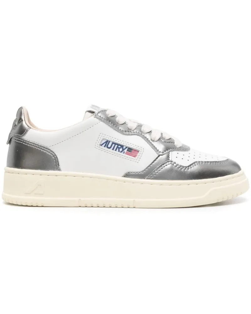AUTRY Medaillengewinner niedriger Leder -Turnschuhe Silver