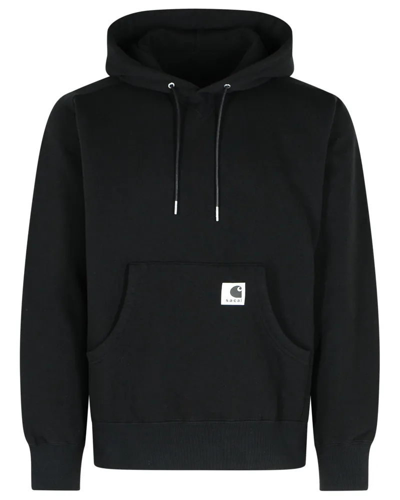 Sacai Charhartt arbeitet in Arbeit' schwarzes Baumwoll -Sweatshirt Black