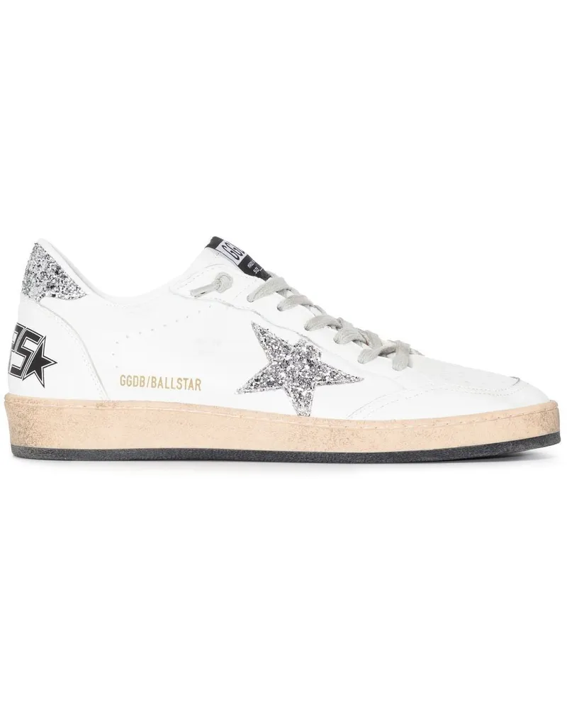 Golden Goose Golden Gänseballstar Leder -Turnschuhe Silver