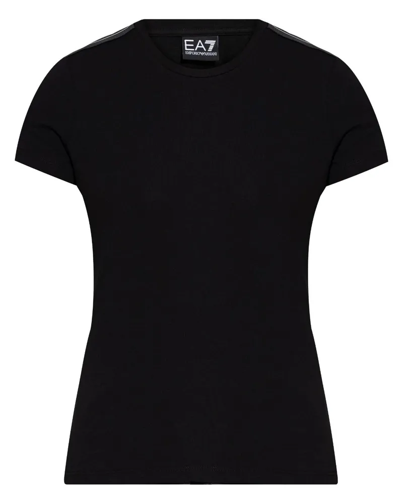 EA7 Logo Baumwoll -T -Shirt Black