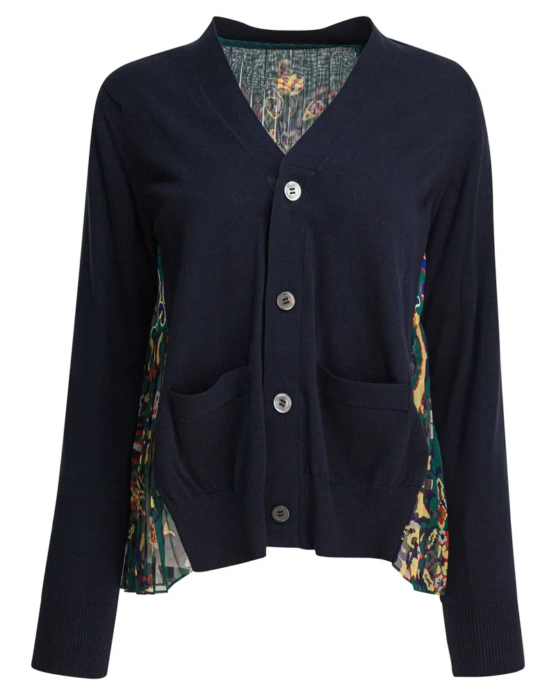 Sacai Cardigan mit Blumendruck Blue