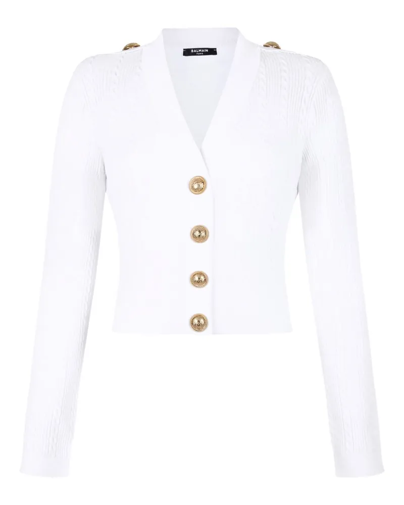 Balmain gegen Hals -Strickjacke White