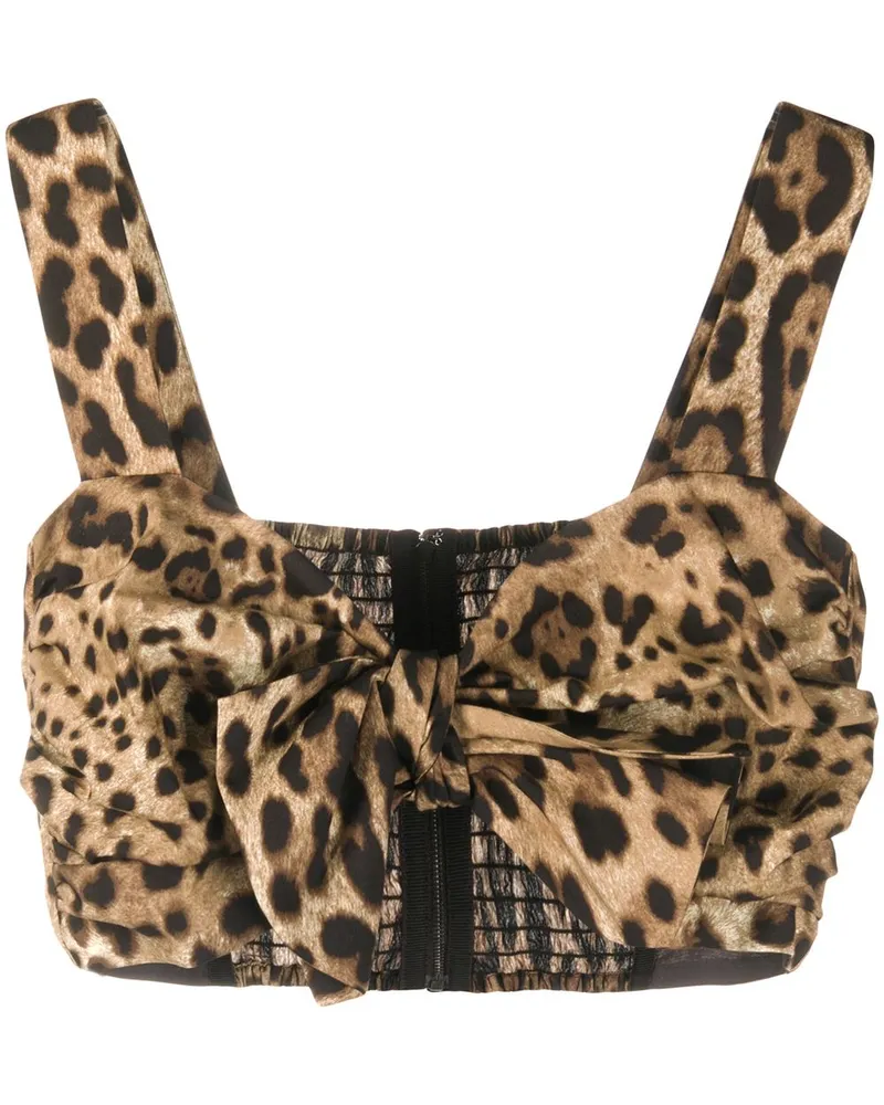 Dolce & Gabbana Bustier-Oberteil mit Leopardenmuster Brown