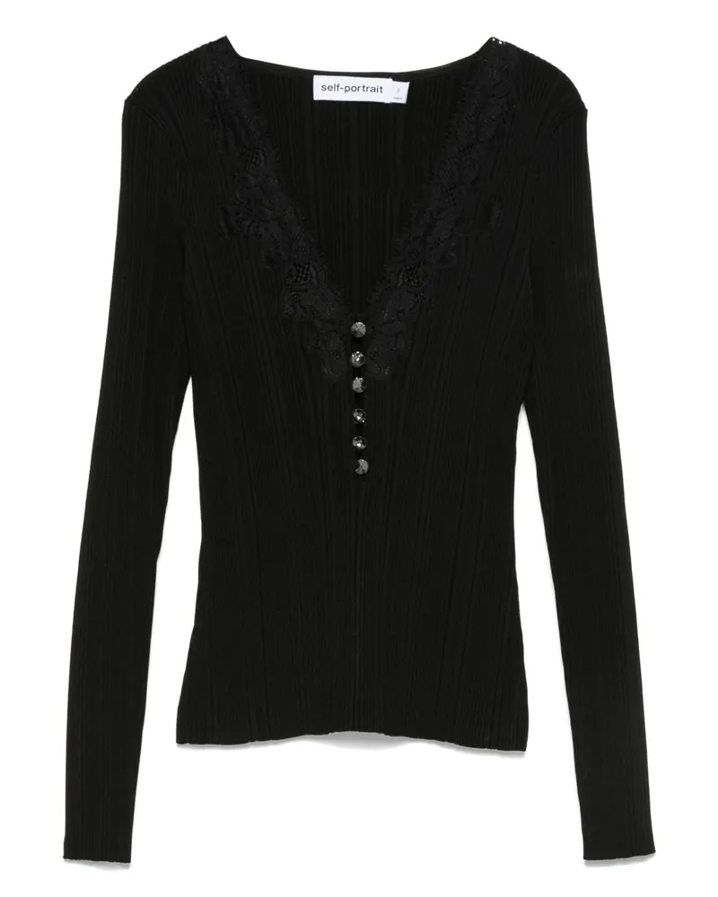 Self-Portrait Self -Portrait -V -Nackenpullover Black