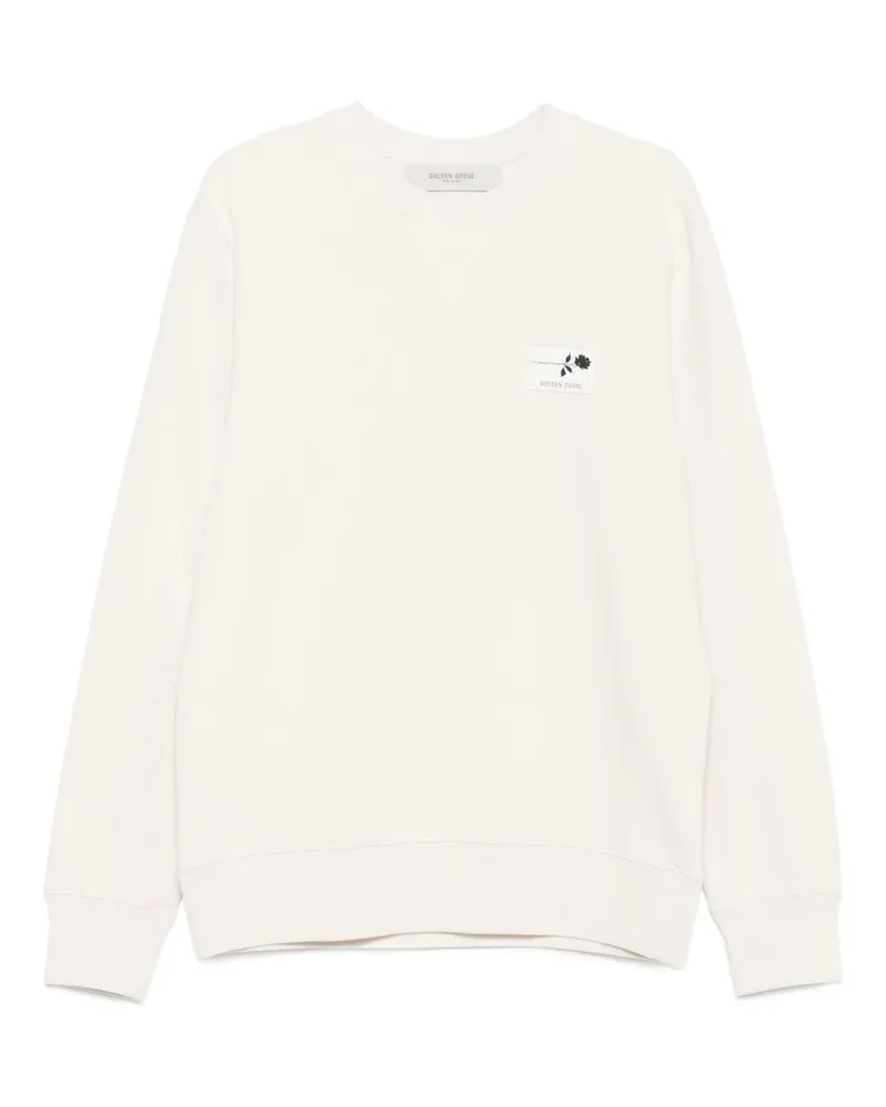 Golden Goose Logo Baumwoll -Sweatshirt White