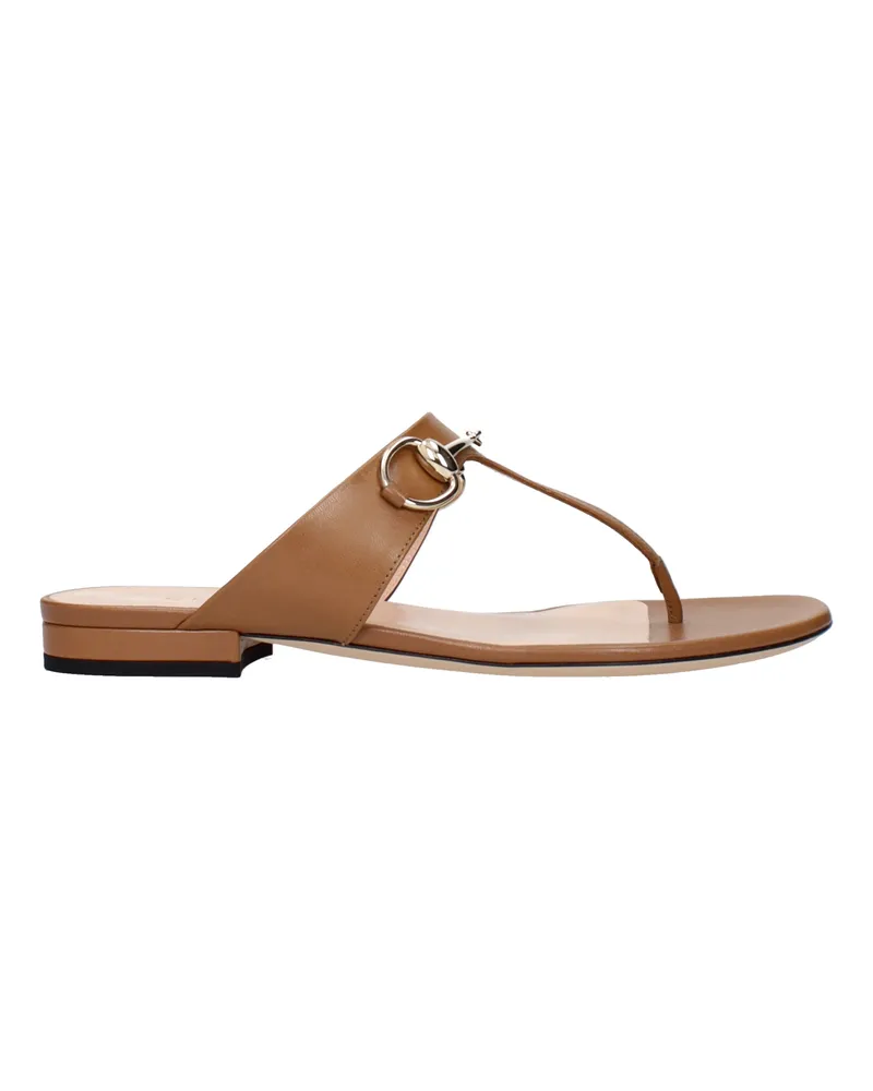 Gucci Damens Ledersandalen Braun/Hellbraun -