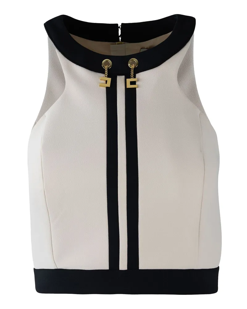 Elisabetta Franchi Top -Farbblock in Doppio Crêpe Milk