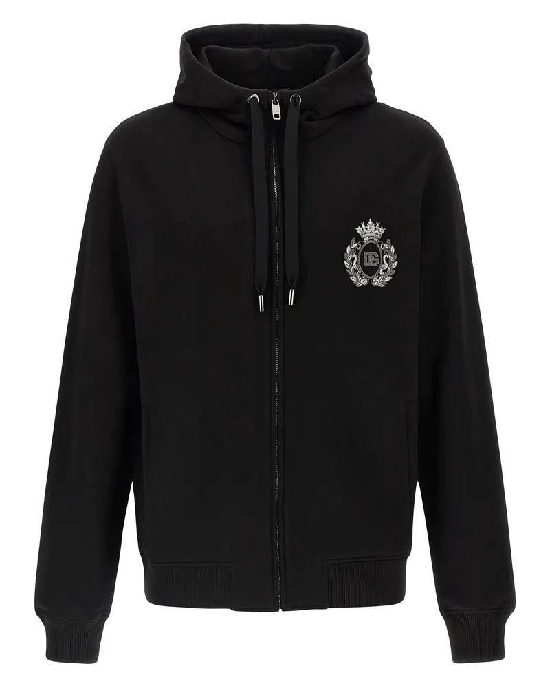 Dolce & Gabbana Heraldic Patch Hoodie Black
