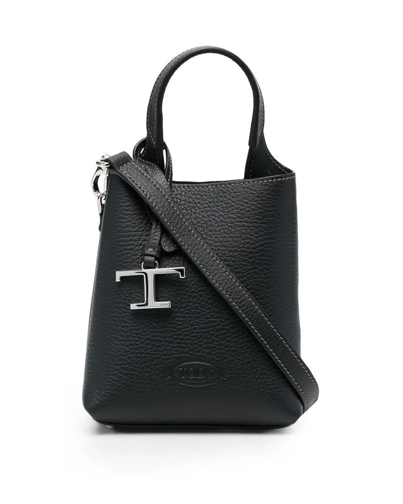 TOD'S Tod 's Leder -Mikroschaufelbeutel Black