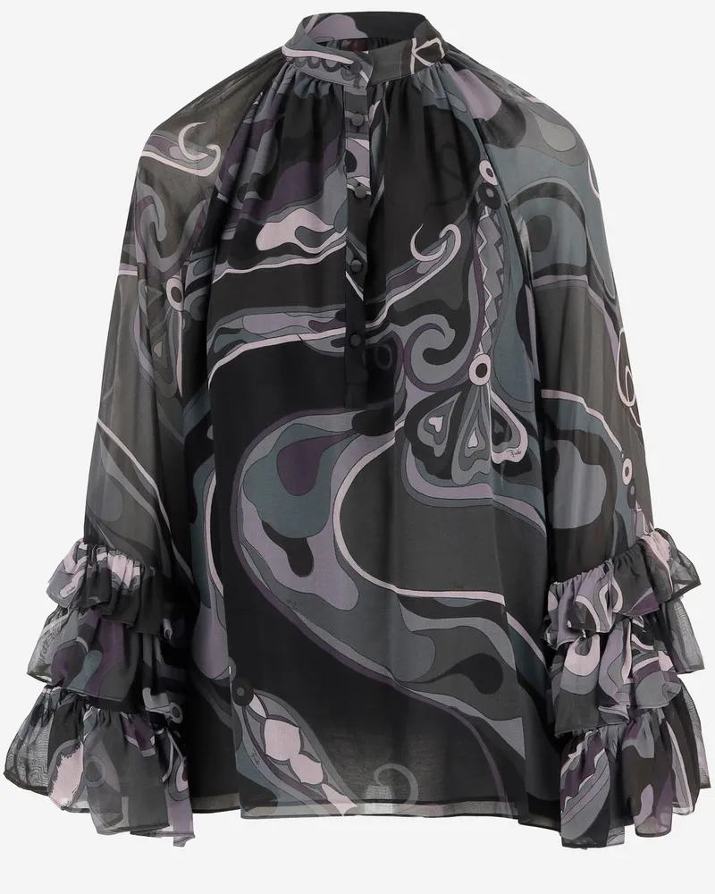 Emilio Pucci Viskosebluse mit abstraktem Druck Red