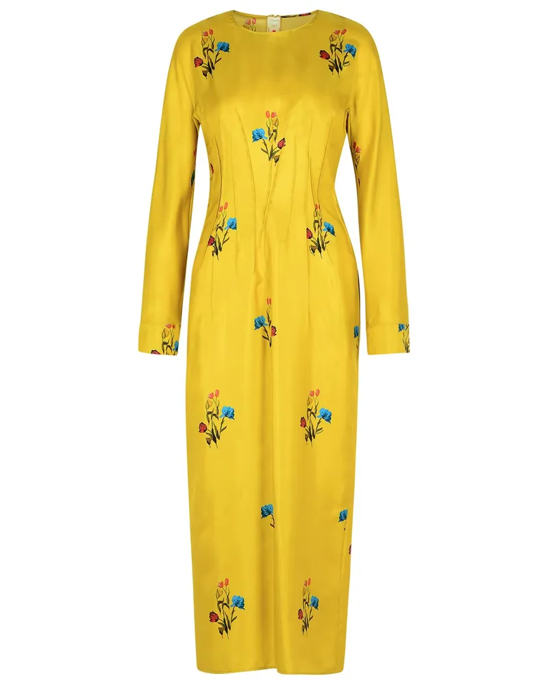 Marni Senf Seidenkleid Yellow