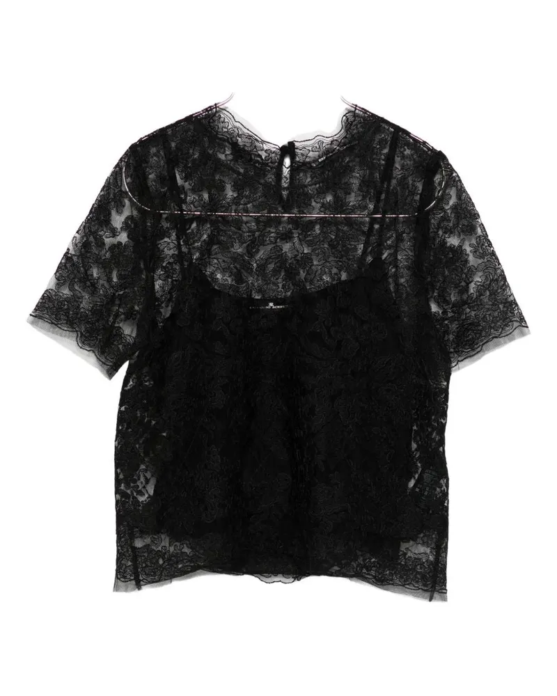 Ermanno Scervino Spitzen -T -Shirt Black