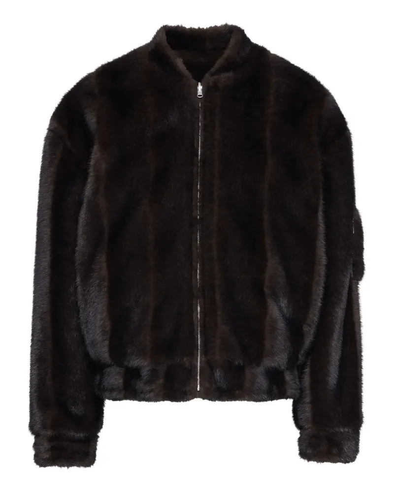 Maison Margiela Faux Fell Reißverschluss vorne Bomberjacke 962
