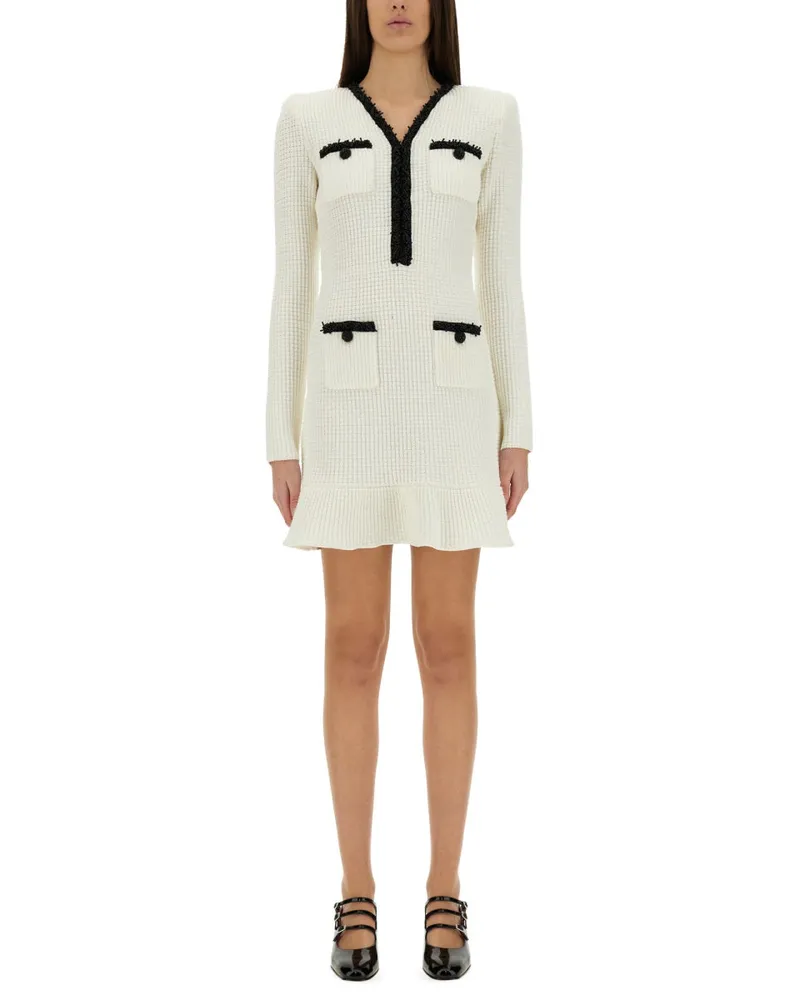 Self-Portrait Self -Portrait -Perlen -Strick -Mini -Kleid White