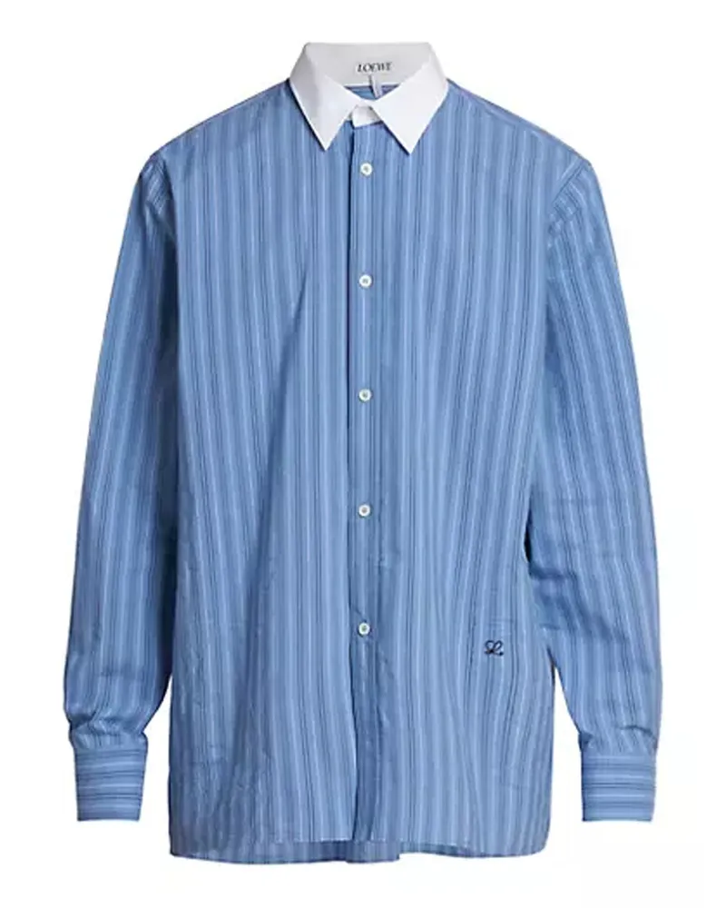 Loewe gestreiftes Baumwollhemd Blue