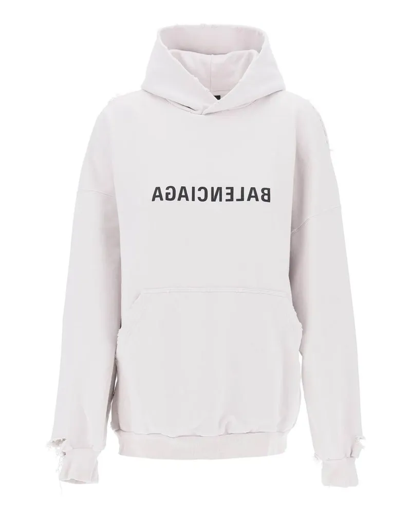Balenciaga Logo Kapuzen -Sweatshirt White