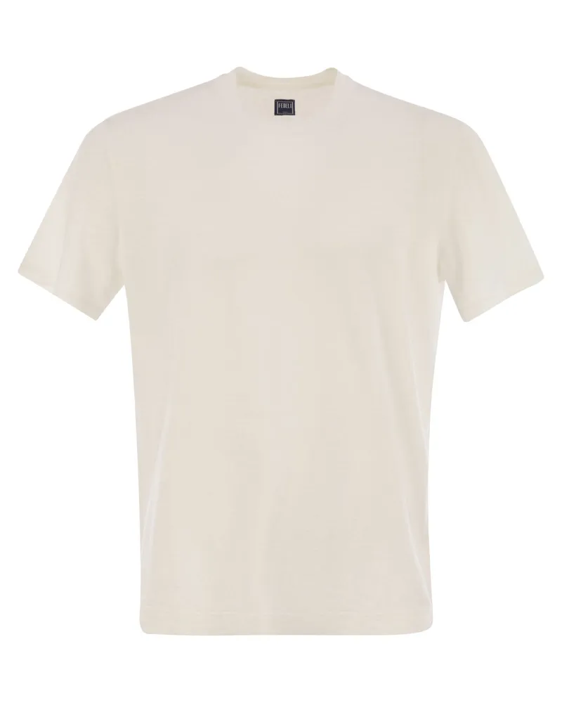 Fedeli Stretch Leinen kurzärmeliges T -Shirt White