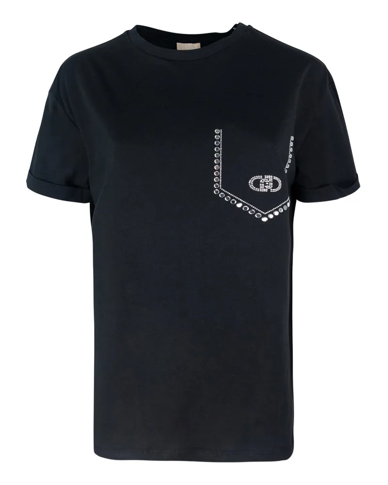 Liu Jo T Shirt Con Strass Nera Black