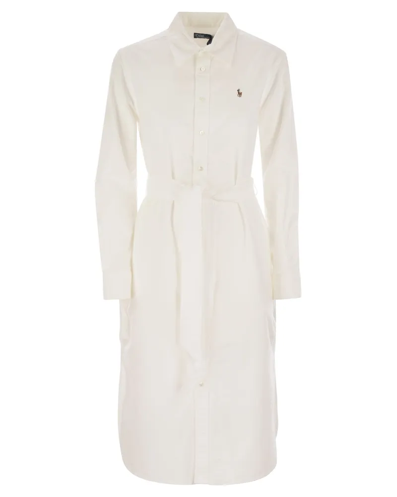 Ralph Lauren Cotton Chemisier mit Gürtel White