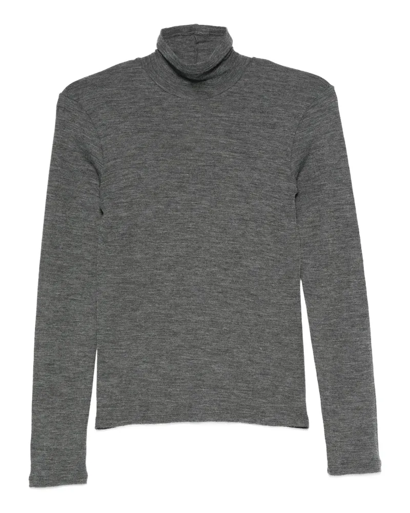 forte_forte Rollkragen-T-Shirt aus geripptem Wolljersey 