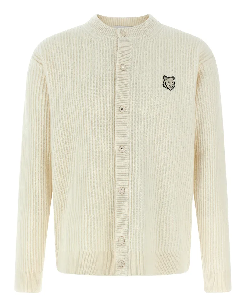Kitsuné Fox Head' Strickjacke White